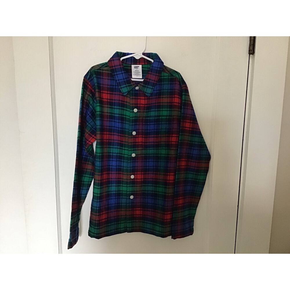 Boy's Land's End Colorful Plaid Long Sleeve Top 12